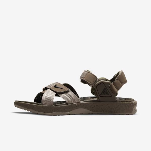 Nike ACG Air Deschutz Men\'s Sandals Khaki / Black | NK605QSI