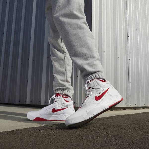 Nike Air Flight Lite Mid Men's Sneakers White / Red | NK346ZWB