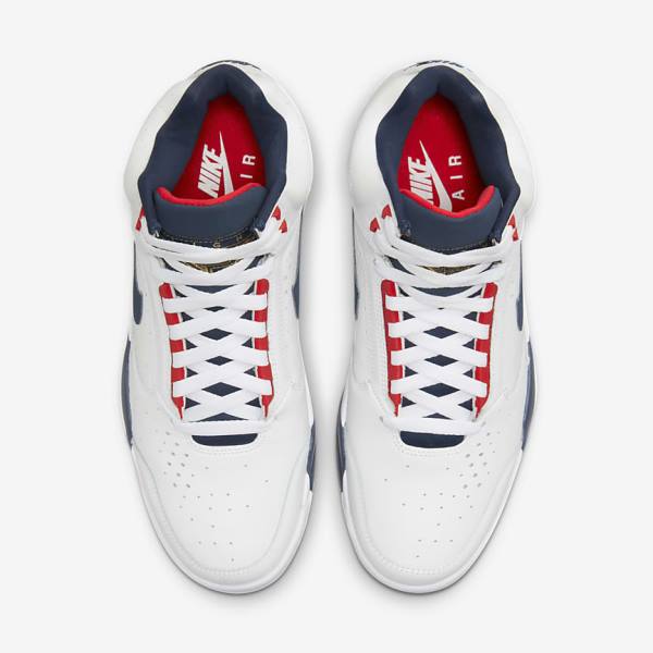 Nike Air Flight Lite Mid Men's Sneakers White / Red / Metal Gold / Navy | NK641JTY