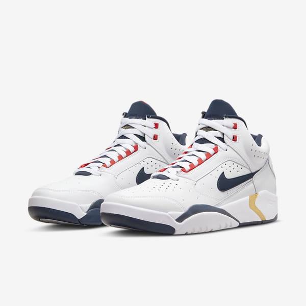 Nike Air Flight Lite Mid Men's Sneakers White / Red / Metal Gold / Navy | NK641JTY