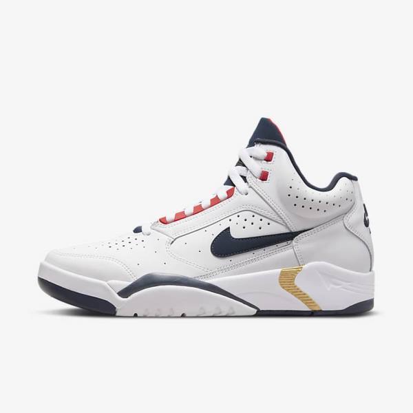 Nike Air Flight Lite Mid Men\'s Sneakers White / Red / Metal Gold / Navy | NK641JTY