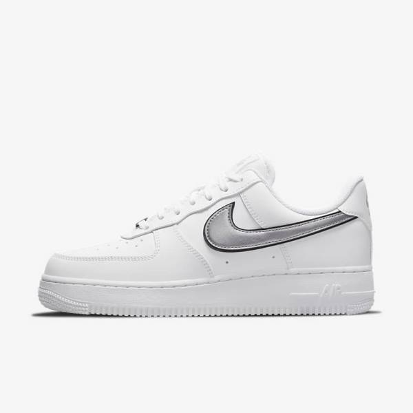 Nike Air Force 1 07 Essential Women\'s Sneakers White / Black / Metal Silver | NK596EXK