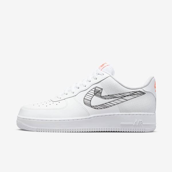 Nike Air Force 1 07 Men\'s Sneakers White / Orange / Platinum / Black | NK295EBD