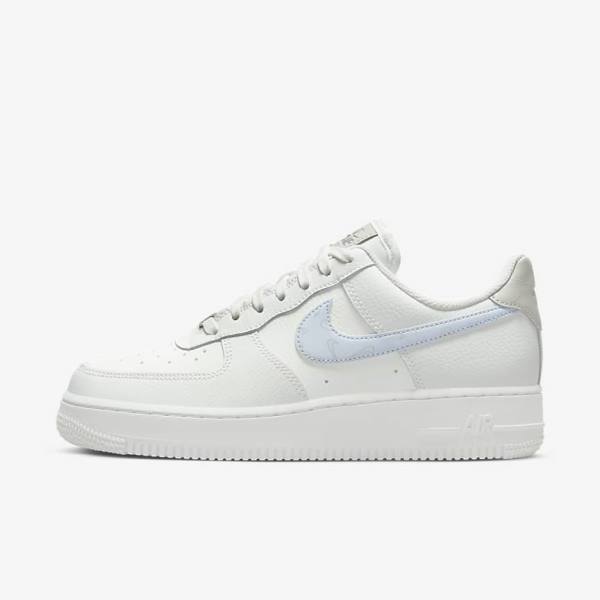 Nike Air Force 1 07 Women\'s Sneakers White / Metal Silver / Light Blue | NK045ZTN