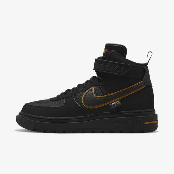 Nike Air Force 1 Boot Men\'s Sneakers Black / Brown / Gold | NK216MSE