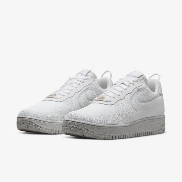 Nike Air Force 1 Crater Flyknit Next Nature Men's Sneakers White / Platinum / White | NK380KPZ