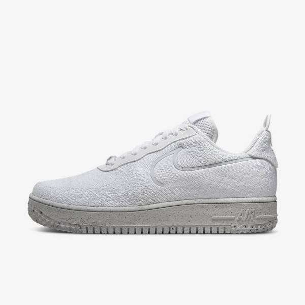 Nike Air Force 1 Crater Flyknit Next Nature Men\'s Sneakers White / Platinum / White | NK380KPZ