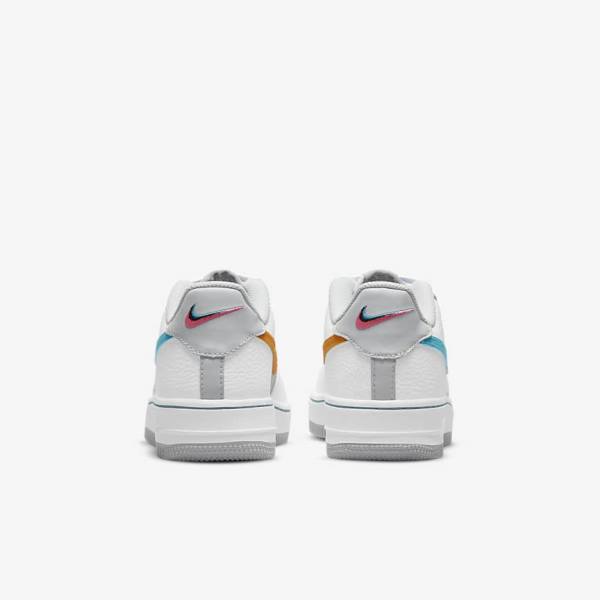 Nike Air Force 1 EMB Older Kids' Sneakers White / Grey / Turquoise Blue | NK805REF