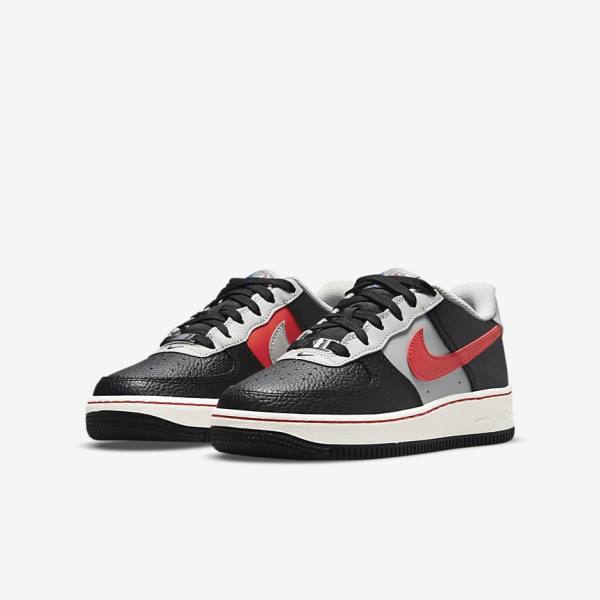 Nike Air Force 1 EMB Older Kids' Sneakers Black / Grey / Red | NK860BZN