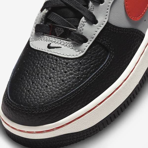 Nike Air Force 1 EMB Older Kids' Sneakers Black / Grey / Red | NK860BZN