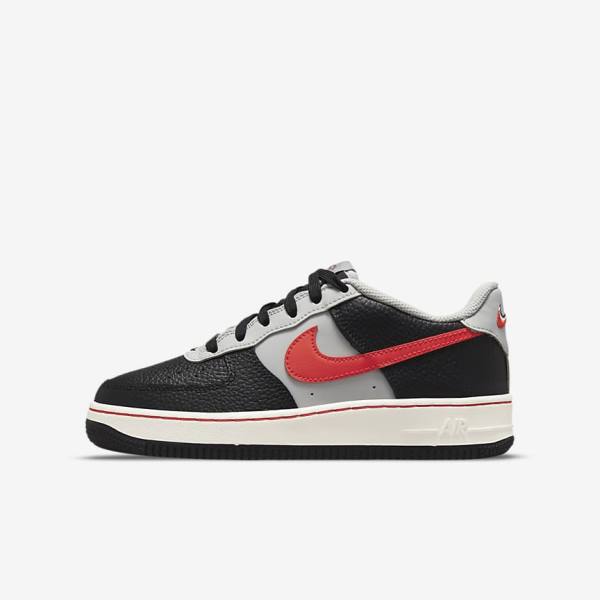 Nike Air Force 1 EMB Older Kids\' Sneakers Black / Grey / Red | NK860BZN