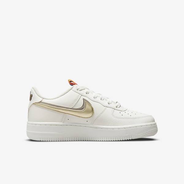 Nike Air Force 1 LV8 Older Kids' Sneakers White / Pink / Metal Blue Grey | NK358XGQ