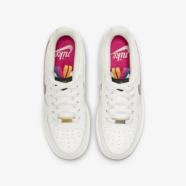 Nike Air Force 1 LV8 Older Kids' Sneakers White / Pink / Metal Blue Grey | NK358XGQ