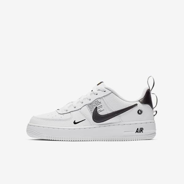 Nike Air Force 1 LV8 Utility Older Kids\' Sneakers White / Black / Yellow / White | NK980LSO