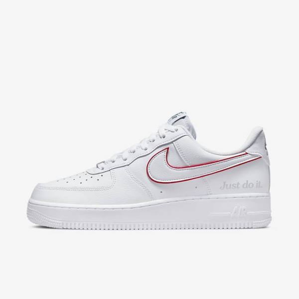 Nike Air Force 1 Men\'s Sneakers White / Green / Metal Silver / Red | NK761HAD