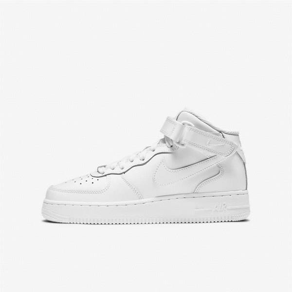 Nike Air Force 1 Mid LE Older Kids\' Basketball Shoes White | NK463RXH