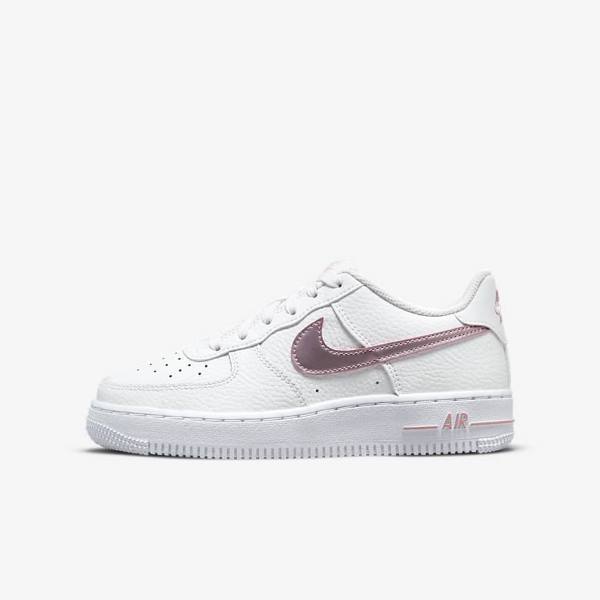 Nike Air Force 1 Older Kids\' Sneakers White / Pink | NK735BLJ