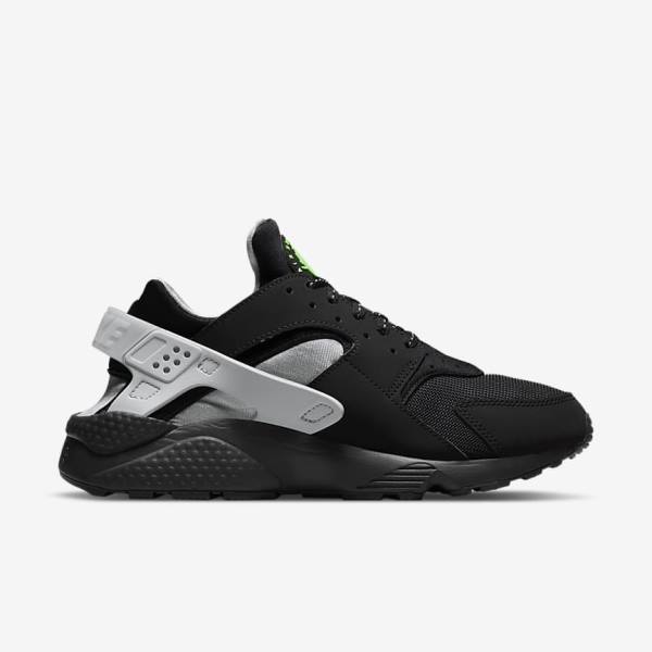 Nike Air Huarache Men's Sneakers Black / Metal Silver / Silver / Green | NK307KQE