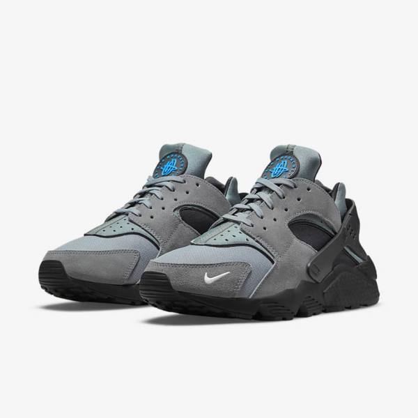 Nike Air Huarache Men's Sneakers Grey / Light Blue / Black / Metal Silver | NK356GRE