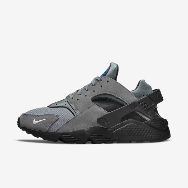 Nike Air Huarache Men\'s Sneakers Grey / Light Blue / Black / Metal Silver | NK356GRE