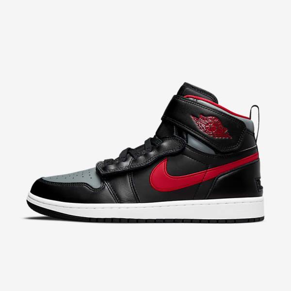 Nike Air Jordan 1 Hi FlyEase Men\'s Sneakers Black / Grey / White / Red | NK374BWT