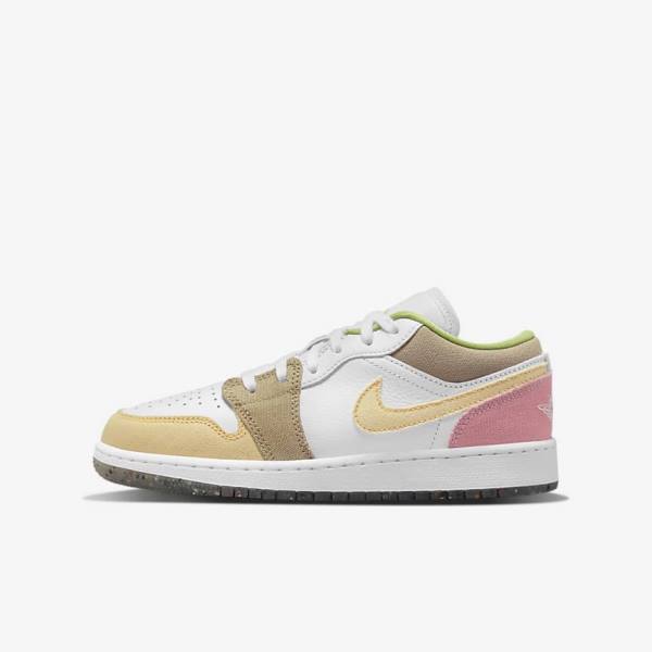 Nike Air Jordan 1 Low SE Older Kids\' Sneakers White / Green | NK729EPR