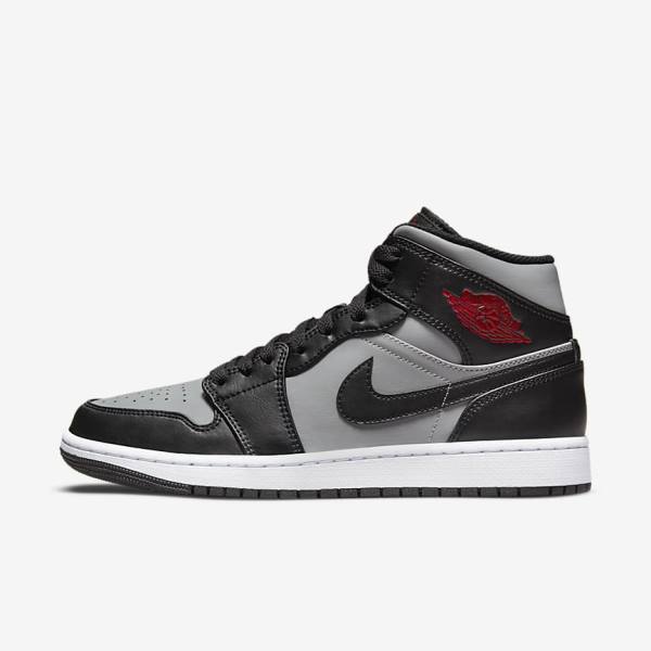 Nike Air Jordan 1 Mid Men\'s Sneakers Black / Grey / White / Red | NK087JTK