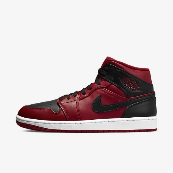 Nike Air Jordan 1 Mid Men\'s Sneakers Red / White / Black | NK051LTO