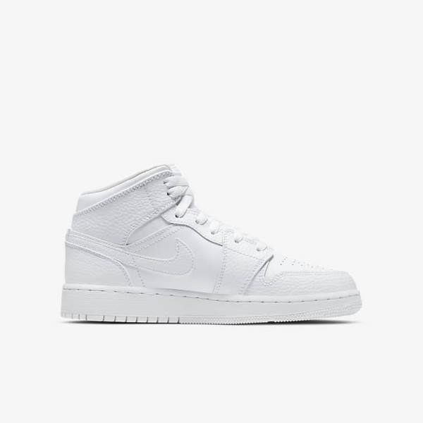 Nike Air Jordan 1 Mid Older Kids' Sneakers White | NK093JQO