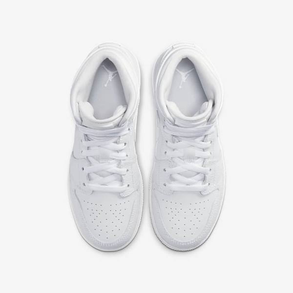 Nike Air Jordan 1 Mid Older Kids' Sneakers White | NK093JQO