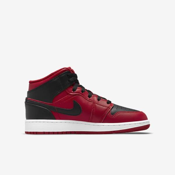 Nike Air Jordan 1 Mid Older Kids' Sneakers Red / White / Black | NK176PZN