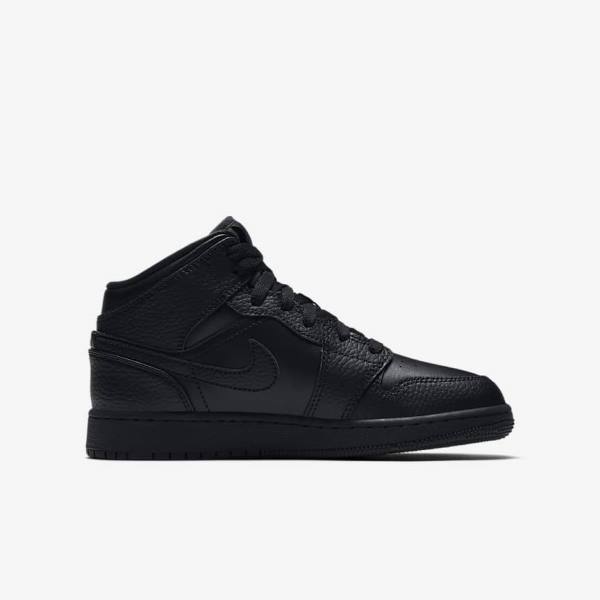 Nike Air Jordan 1 Mid Older Kids' Sneakers Black | NK834KNL