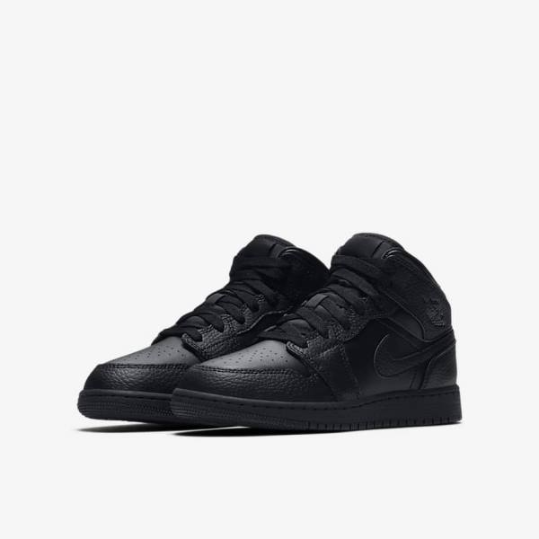 Nike Air Jordan 1 Mid Older Kids' Sneakers Black | NK834KNL