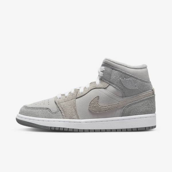 Nike Air Jordan 1 Mid SE Women\'s Sneakers Grey / White / Grey | NK476ONA