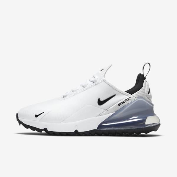 Nike Air Max 270 G Men\'s Golf Shoes White / Platinum / Black | NK741VHQ