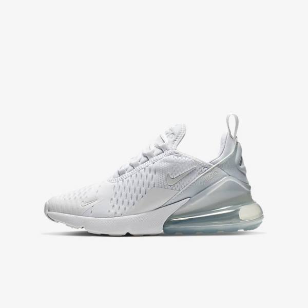 Nike Air Max 270 Older Kids\' Sneakers White / Metal Silver / White | NK512JAC