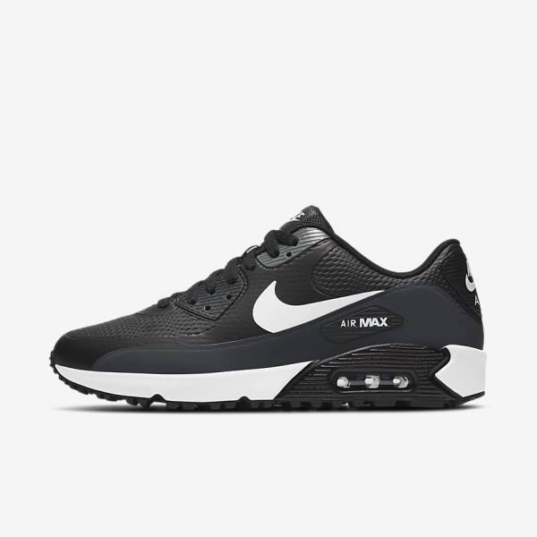 Nike Air Max 90 G Men\'s Golf Shoes Black / Dark Grey / White | NK042XCV