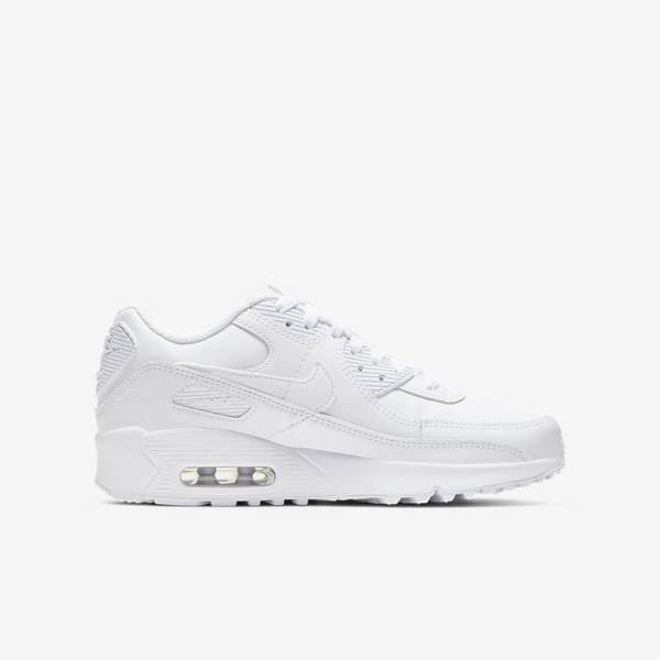 Nike Air Max 90 LTR Older Kids' Sneakers White / Metal Silver / White | NK069ARK