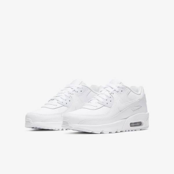 Nike Air Max 90 LTR Older Kids' Sneakers White / Metal Silver / White | NK069ARK