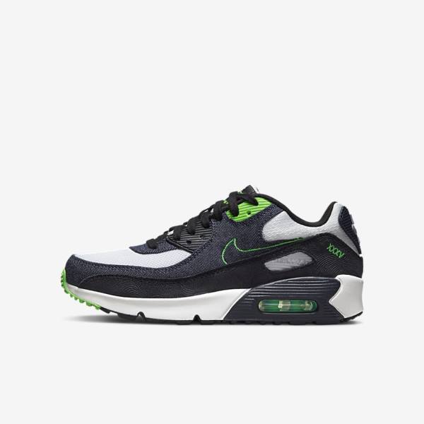 Nike Air Max 90 LTR SE Older Kids\' Sneakers Black / Green / White / Obsidian | NK079XSW