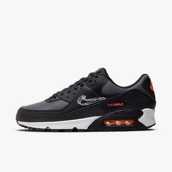 Nike Air Max 90 Men\'s Sneakers Black / Orange / Grey / White | NK690OIR