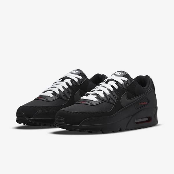 Nike Air Max 90 Men's Sneakers Black / Red / White | NK965BPG