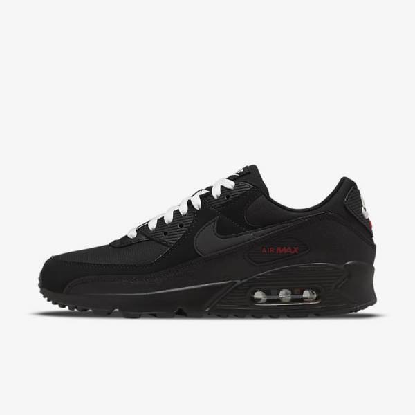 Nike Air Max 90 Men\'s Sneakers Black / Red / White | NK965BPG