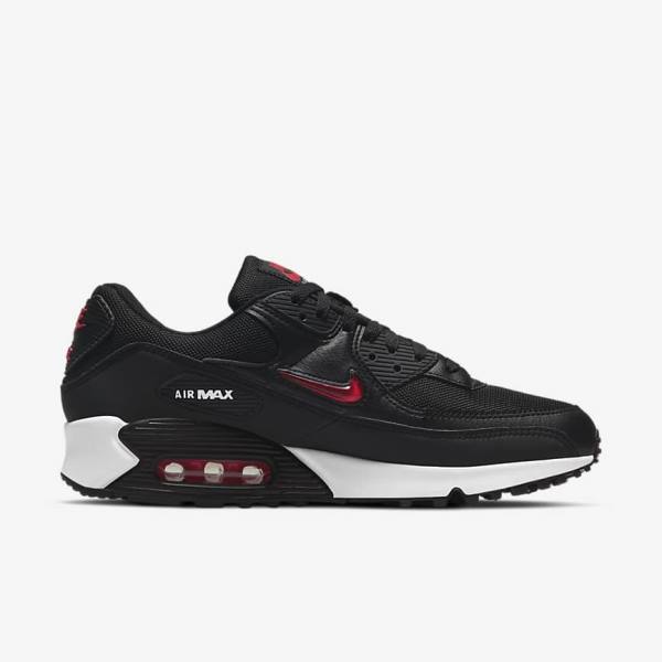 Nike Air Max 90 Men's Sneakers Black / White / Red | NK653PZB