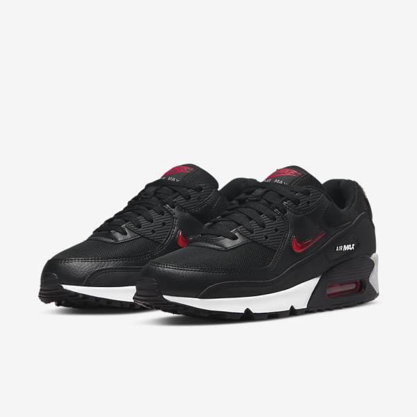 Nike Air Max 90 Men's Sneakers Black / White / Red | NK653PZB