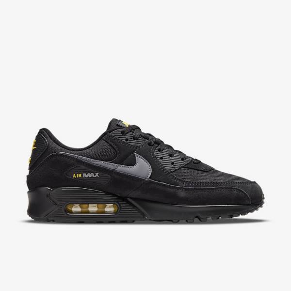 Nike Air Max 90 Men's Sneakers Black / Yellow / Metal Grey | NK174VYD