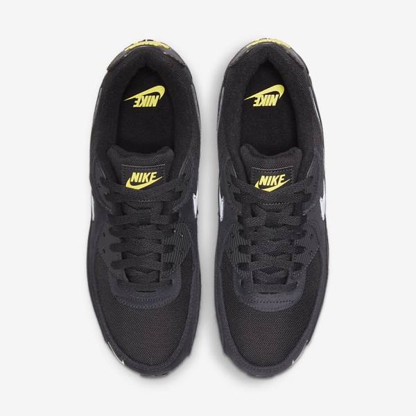 Nike Air Max 90 Men's Sneakers Black / Yellow / Metal Grey | NK174VYD