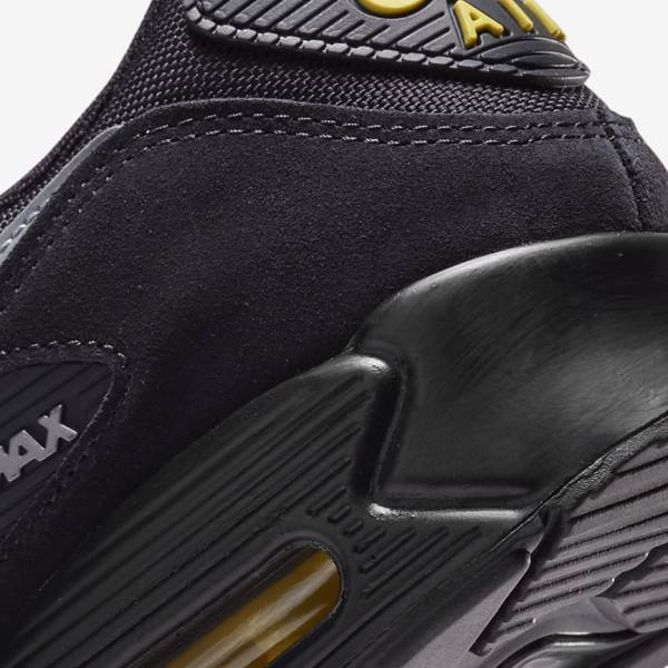 Nike Air Max 90 Men's Sneakers Black / Yellow / Metal Grey | NK174VYD