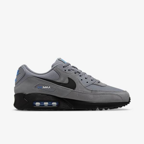 Nike Air Max 90 Men's Sneakers Grey / Light Blue / Metal Silver / Black | NK185CAG