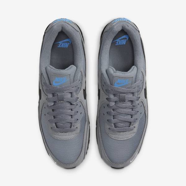 Nike Air Max 90 Men's Sneakers Grey / Light Blue / Metal Silver / Black | NK185CAG